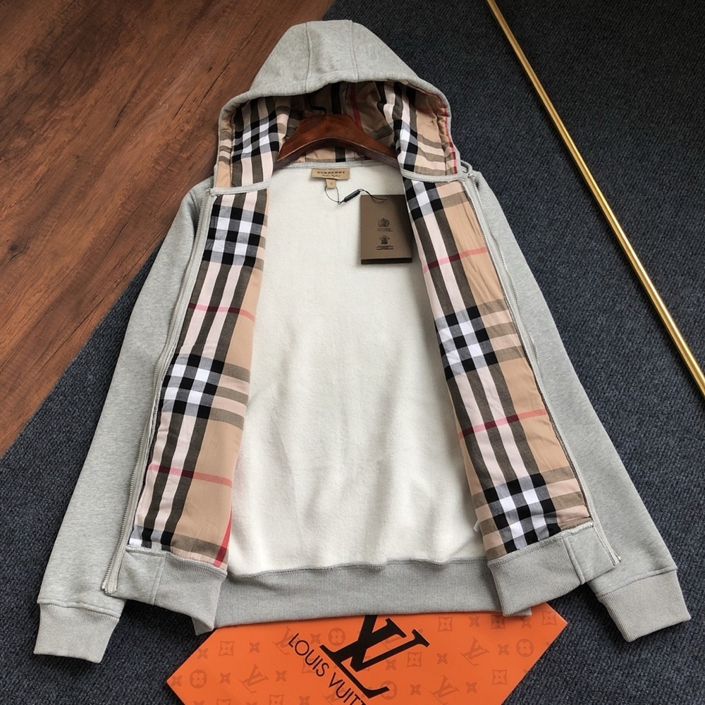Gray Hoodie with Checkered Lining